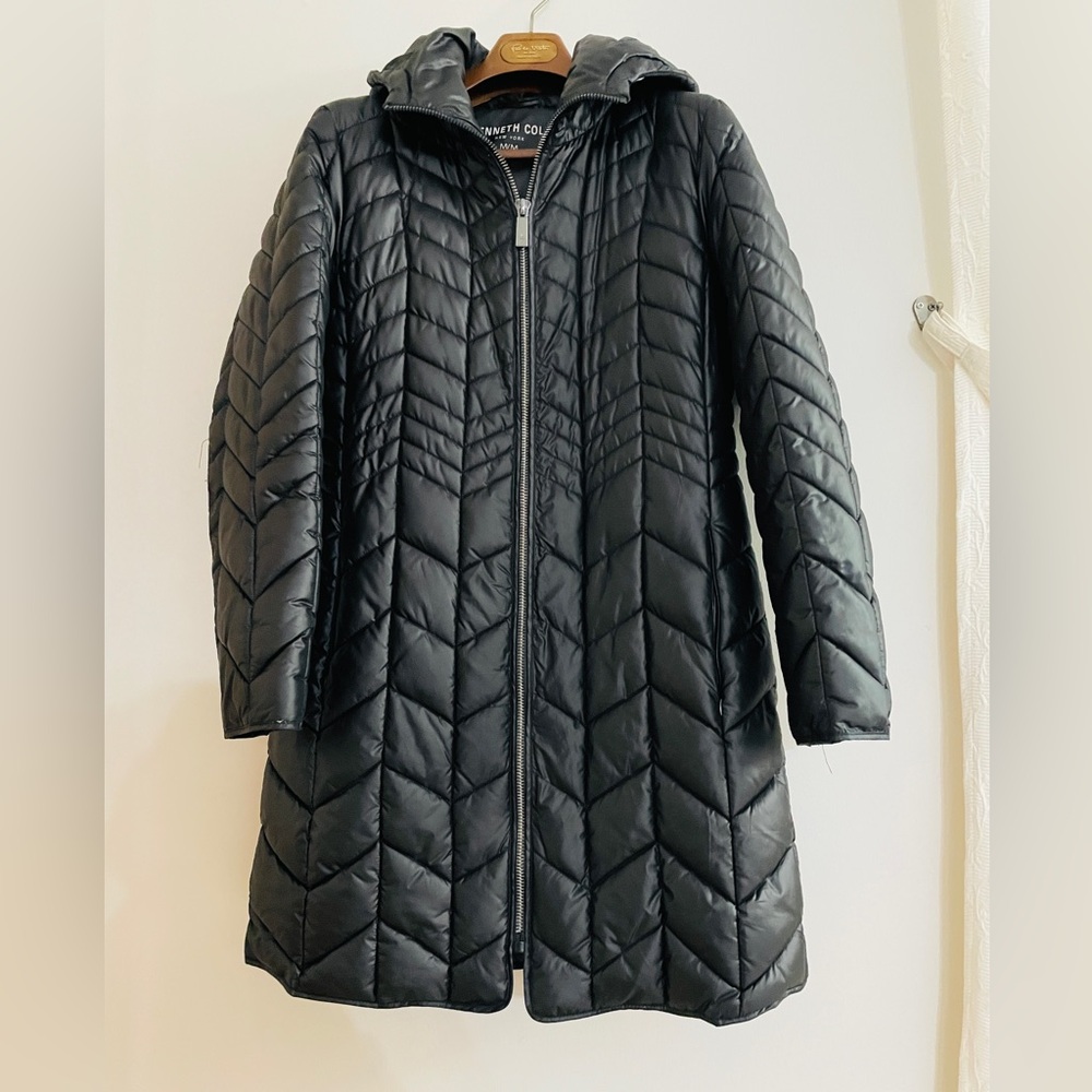 Kenneth Cole Women's Black Hooded Puffer Coat